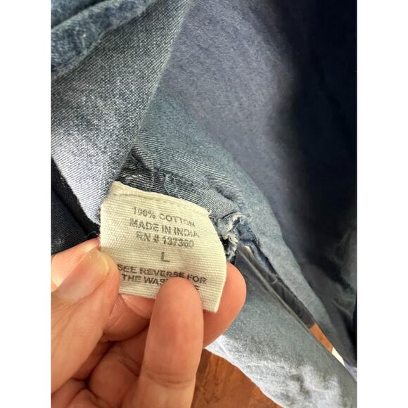 Live 4 Truth Denim Jean Long Sleeve Flyaway Side Duster Blouse Dress Top Tunic - Picture 3 of 9